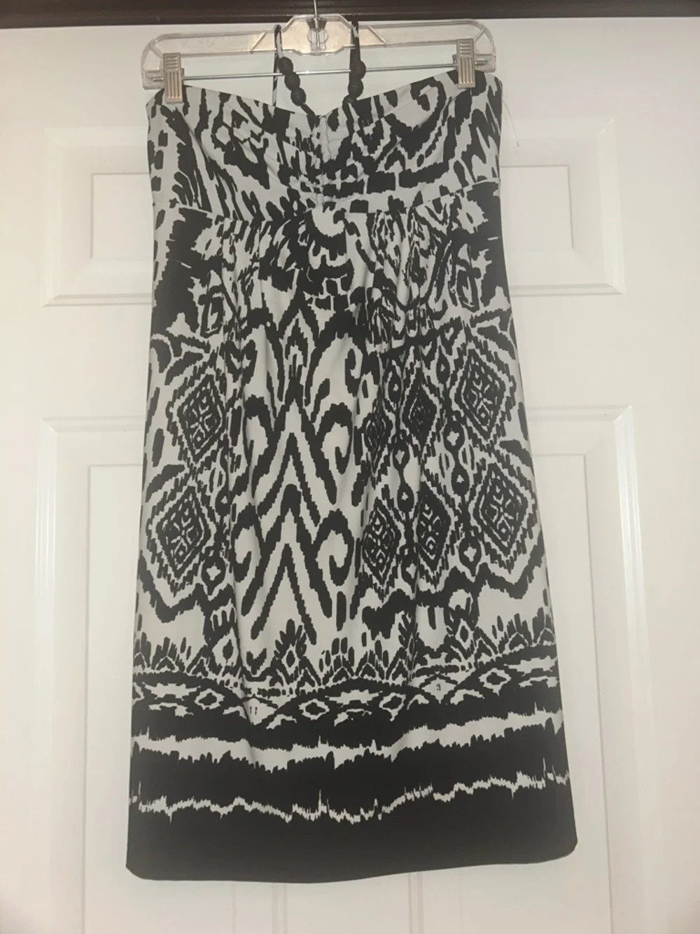 Saint Tropez West Tribal Cover Up Swim Dress Black White 8 NWOT Built In Bra